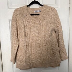 525 America Beige Cable Knit Crewneck Sweater with pockets PTP 22